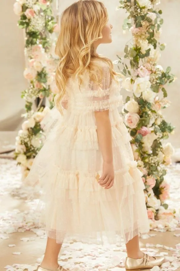 KIDS Needle and Thread Peaches Smocked Kids Dress Champagne KIDS Needle and Thread Peaches Smocked Kids Dress Champagne