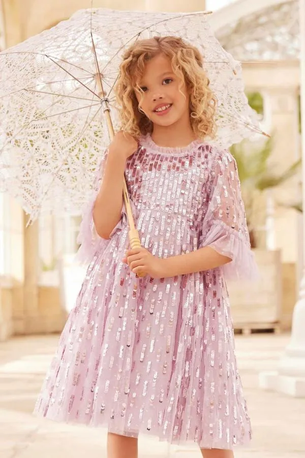 KIDS Needle and Thread Sequin Dash Kids Dress Pink