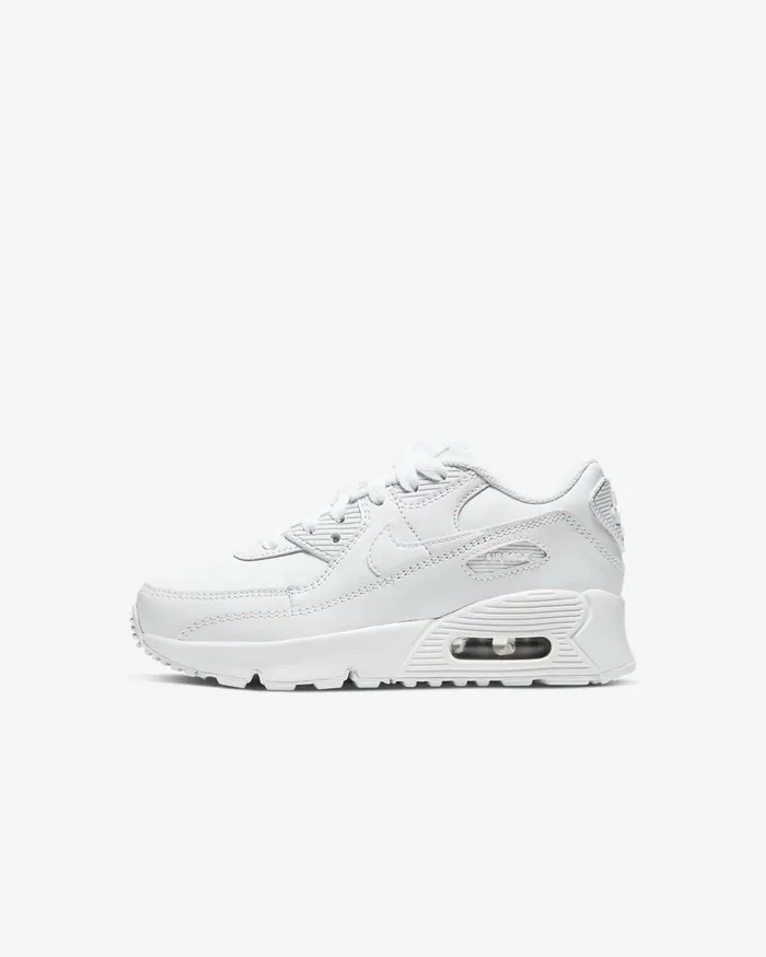 Kids Nike Younger Kids 3 8211 7 Years Air Max 90 LTR Whitemetallic Silverwhitewhite