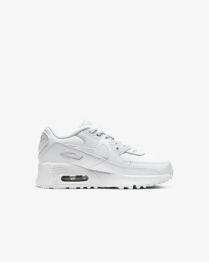 Kids Nike Younger Kids 3 8211 7 Years Air Max 90 LTR Whitemetallic Silverwhitewhite