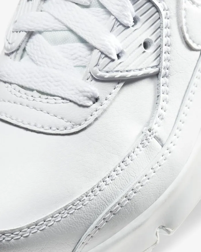 Kids Nike Younger Kids 3 8211 7 Years Air Max 90 LTR Whitemetallic Silverwhitewhite