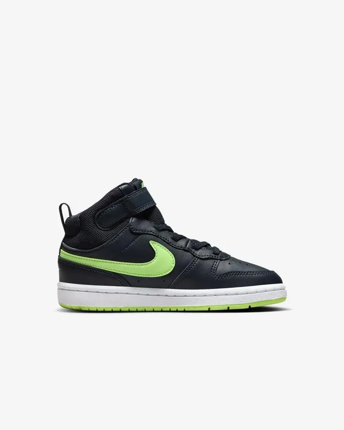 Kids Nike Younger Kids 3 8211 7 Years Court Borough Mid 2 Dark Obsidianwhitelime Blast