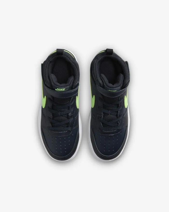Kids Nike Younger Kids 3 8211 7 Years Court Borough Mid 2 Dark Obsidianwhitelime Blast