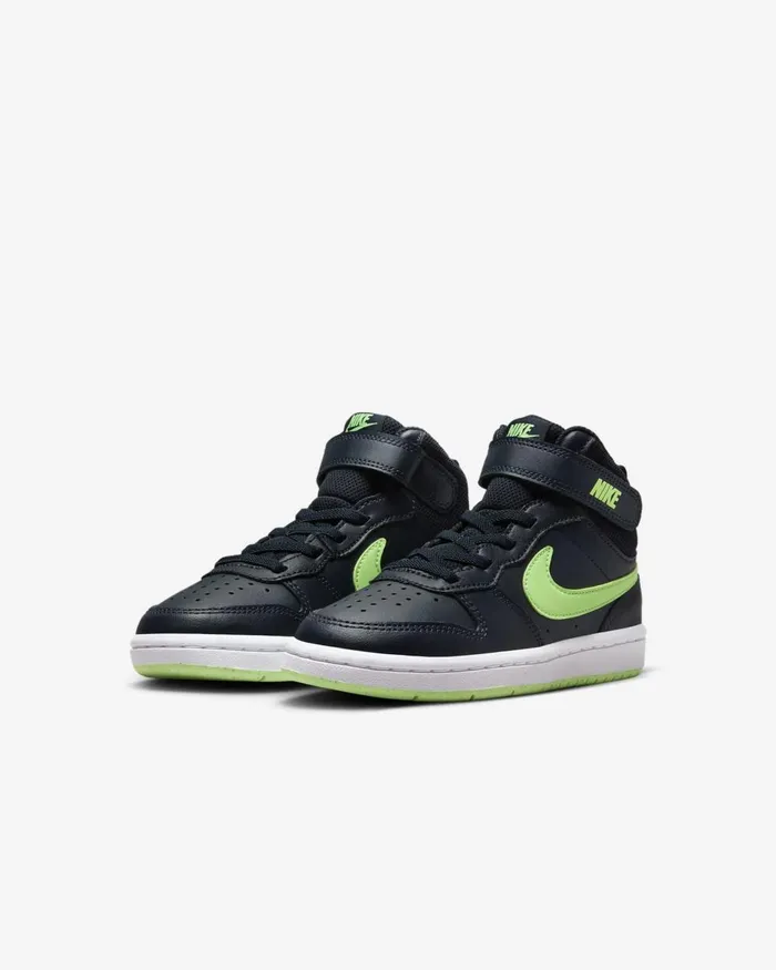 Kids Nike Younger Kids 3 8211 7 Years Court Borough Mid 2 Dark Obsidianwhitelime Blast