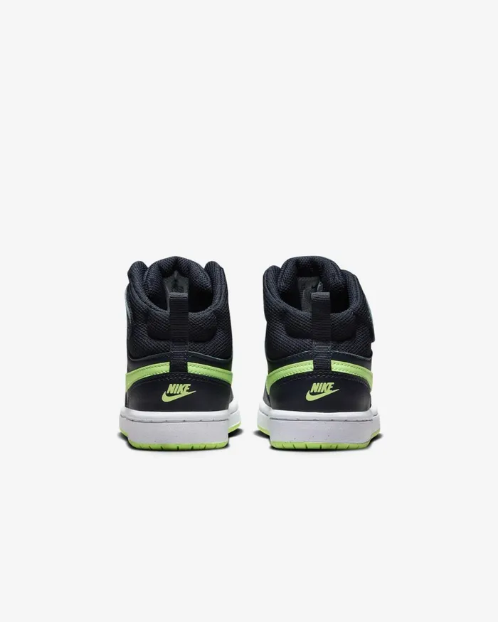 Kids Nike Younger Kids 3 8211 7 Years Court Borough Mid 2 Dark Obsidianwhitelime Blast