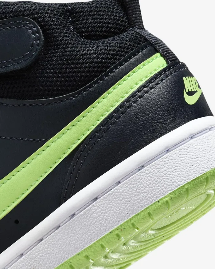Kids Nike Younger Kids 3 8211 7 Years Court Borough Mid 2 Dark Obsidianwhitelime Blast