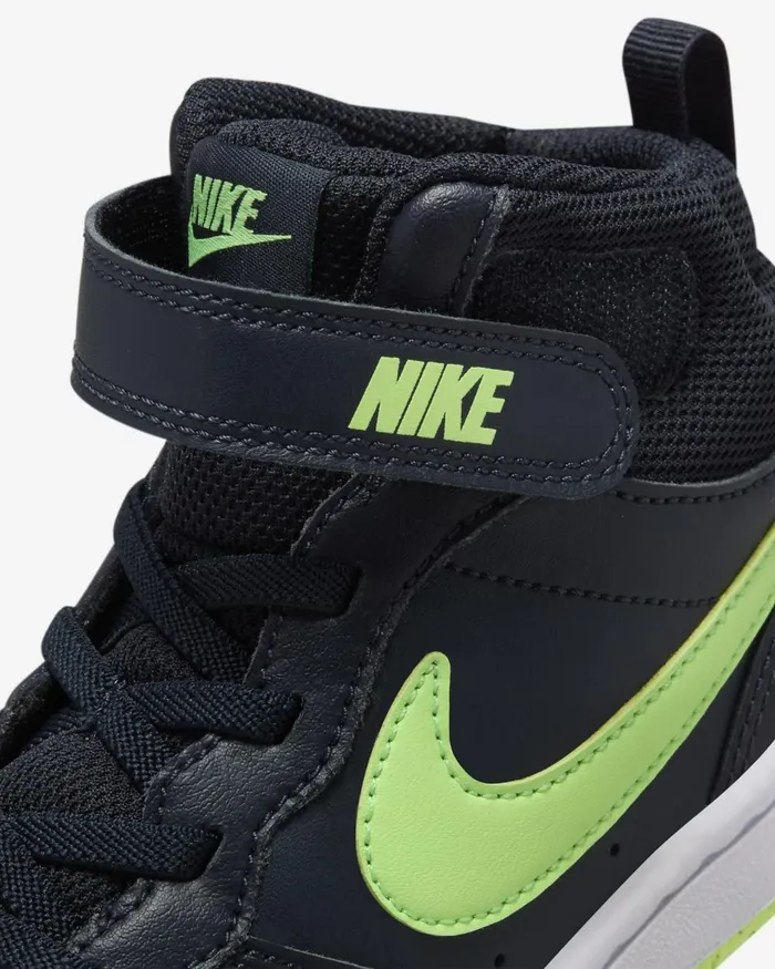 Kids Nike Younger Kids 3 8211 7 Years Court Borough Mid 2 Dark Obsidianwhitelime Blast