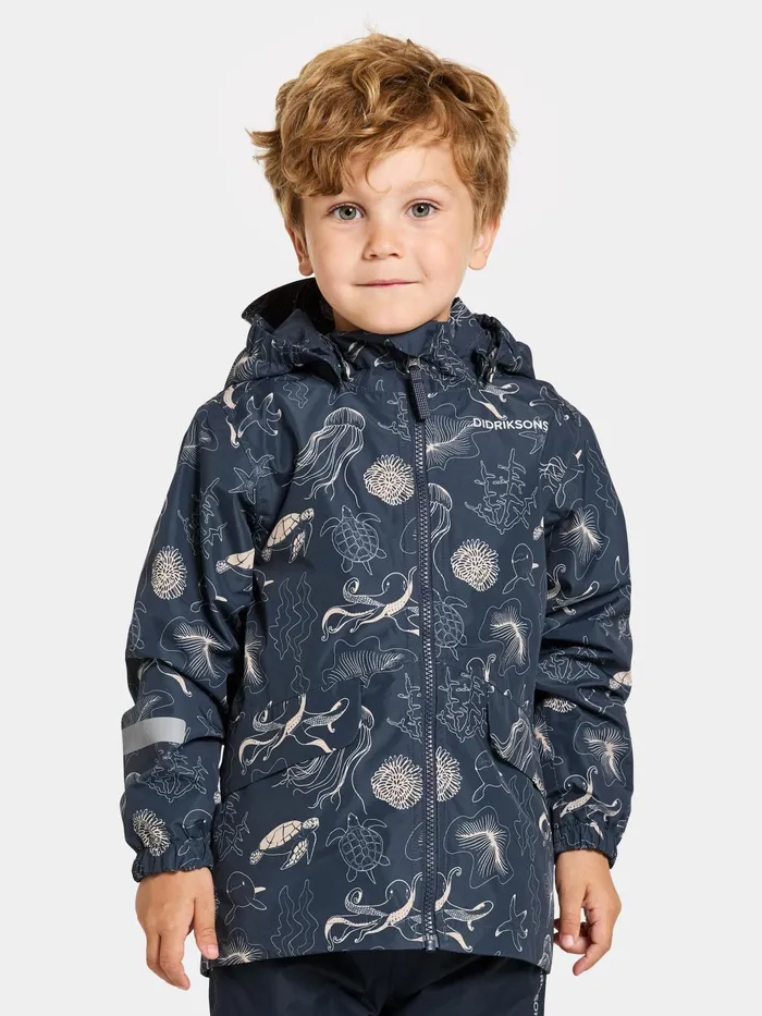 Kids Norma Printed Jacket Ocean Navy Didriksons Spring Jackets