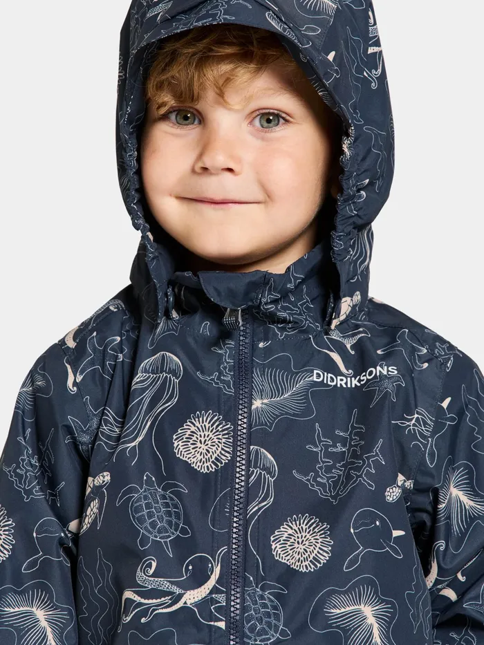 Kids Norma Printed Jacket Ocean Navy Didriksons Spring Jackets