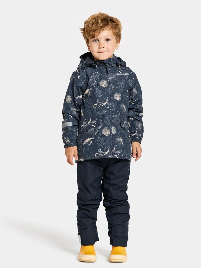 Kids Norma Printed Jacket Ocean Navy Didriksons Spring Jackets
