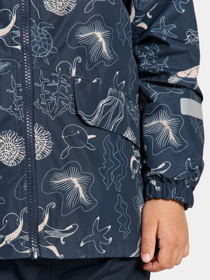 Kids Norma Printed Jacket Ocean Navy Didriksons Spring Jackets