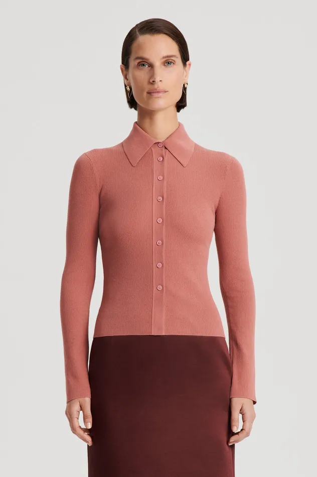 KNIT SHIRT BLUSH Women Knitwear Scanlan Theodore KNIT SHIRT BLUSH Women Knitwear Scanlan Theodore