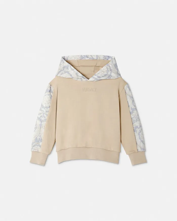 Knitwear and Sweatshirts Kids Versace Barocco Paneled Hoodie Beigeprint