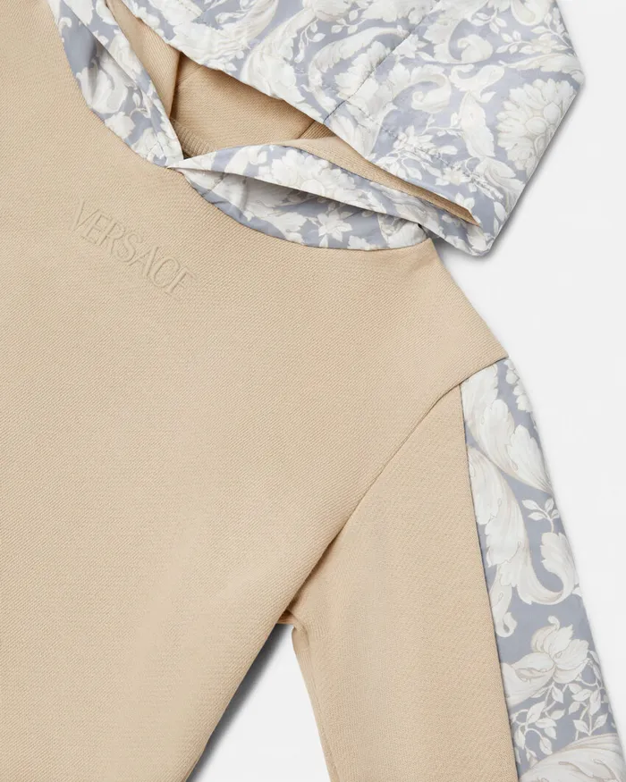 Knitwear and Sweatshirts Kids Versace Barocco Paneled Hoodie Beigeprint