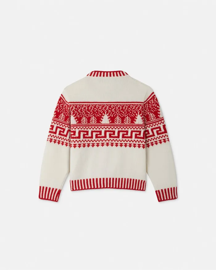 Knitwear and Sweatshirts Kids Versace Fair Isle Jacquard Knit Cardigan White