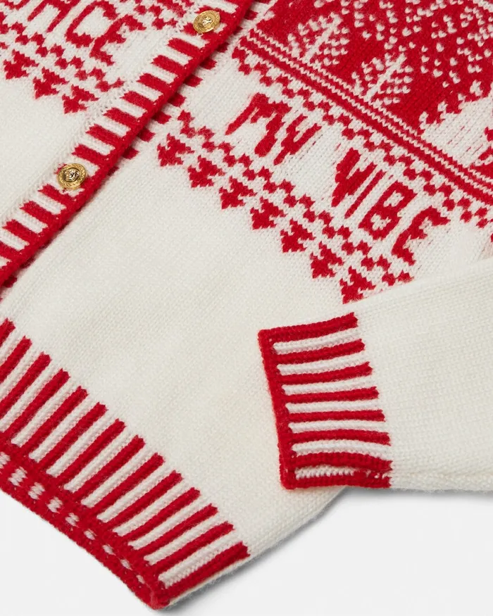 Knitwear and Sweatshirts Kids Versace Fair Isle Jacquard Knit Cardigan White