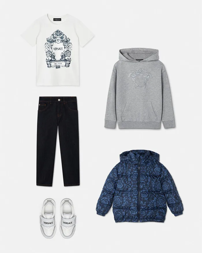 Knitwear and Sweatshirts Kids Versace Medusa Embroidery Hoodie Gray