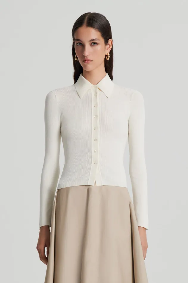 Knitwear KNIT SHIRT CREAM Scanlan Theodore Women Knitwear KNIT SHIRT CREAM Scanlan Theodore Women