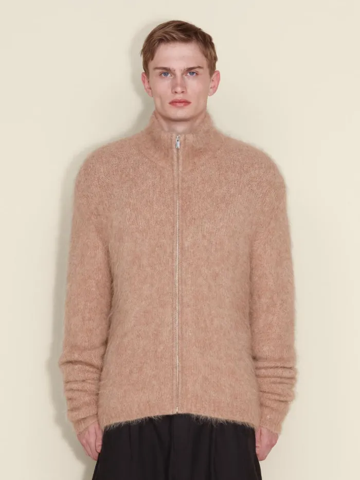 Knitwear Men Holzweiler Atlantic Hairy Zip Cardigan Beige
