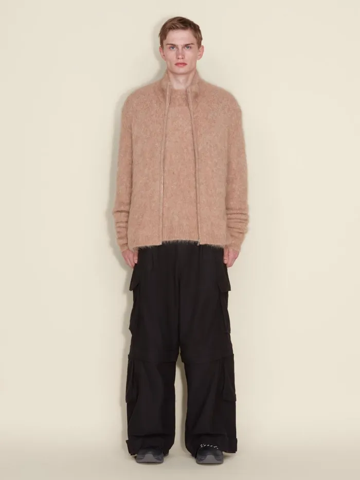 Knitwear Men Holzweiler Atlantic Hairy Zip Cardigan Beige
