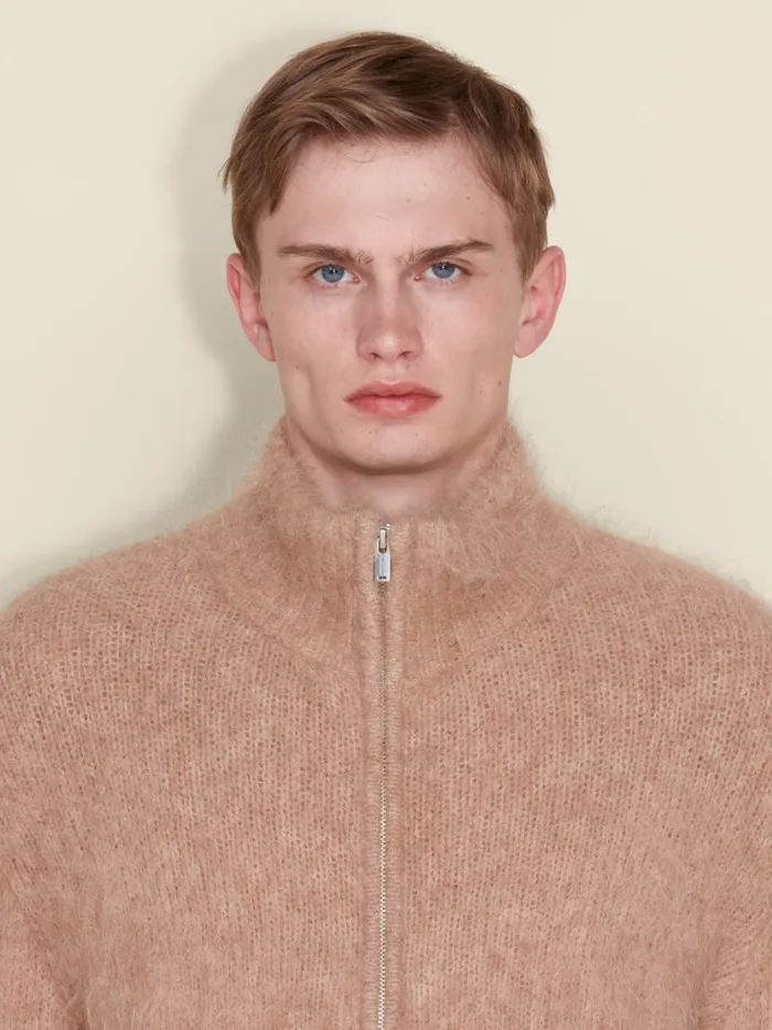 Knitwear Men Holzweiler Atlantic Hairy Zip Cardigan Beige