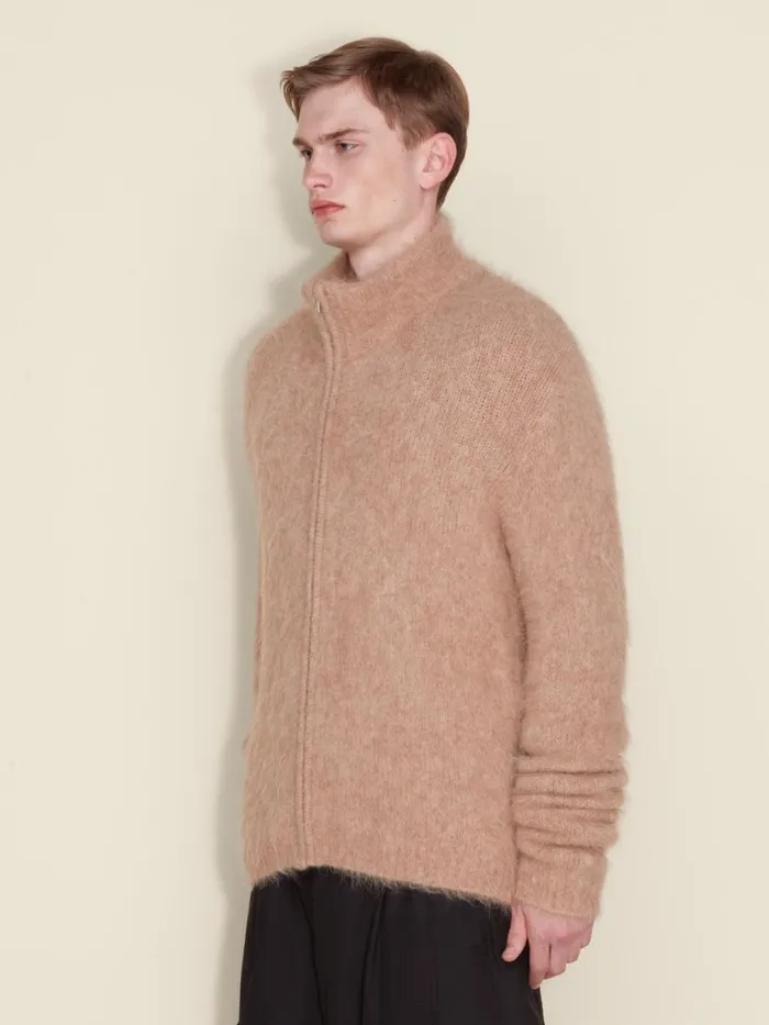 Knitwear Men Holzweiler Atlantic Hairy Zip Cardigan Beige