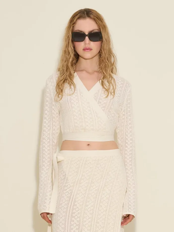 Knitwear Women Holzweiler Crochet Knit Wrap Top White