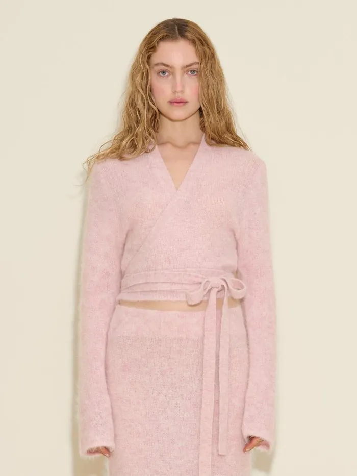 Knitwear Women Holzweiler Fluffy Knit Wrap Top Pink