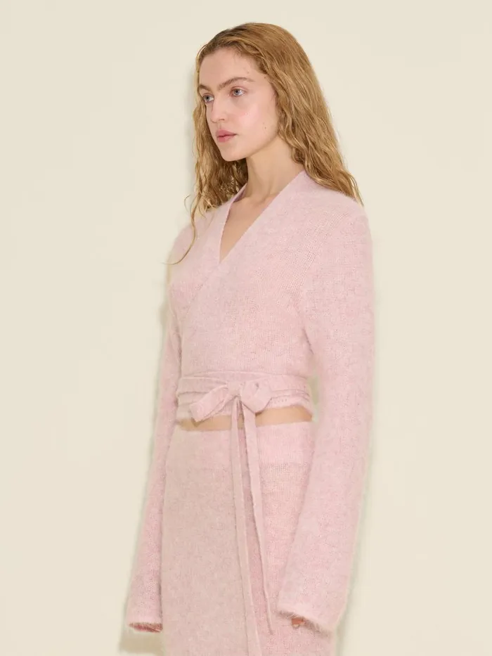 Knitwear Women Holzweiler Fluffy Knit Wrap Top Pink