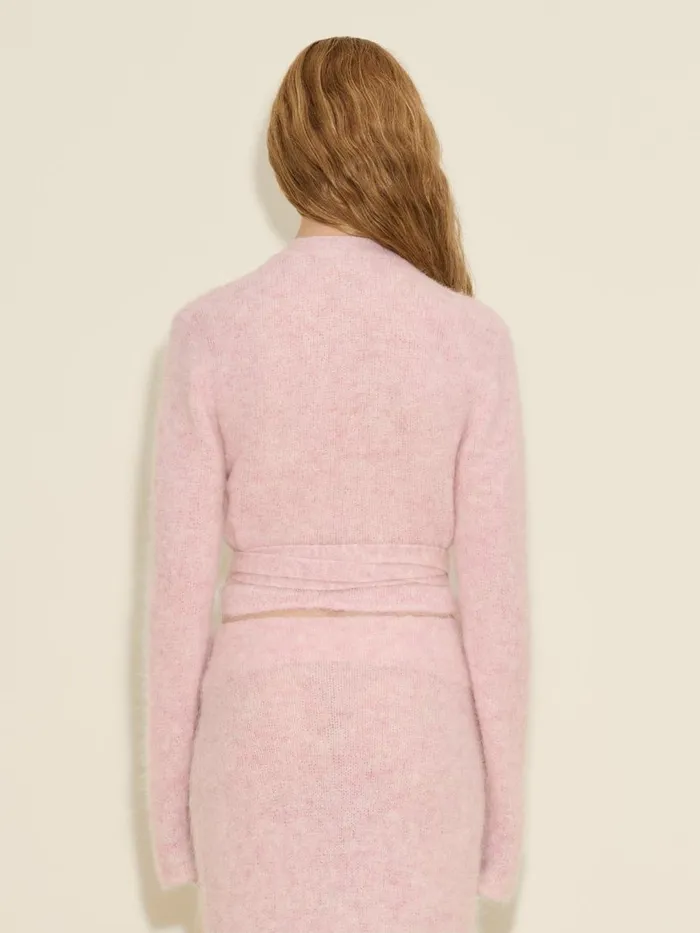 Knitwear Women Holzweiler Fluffy Knit Wrap Top Pink