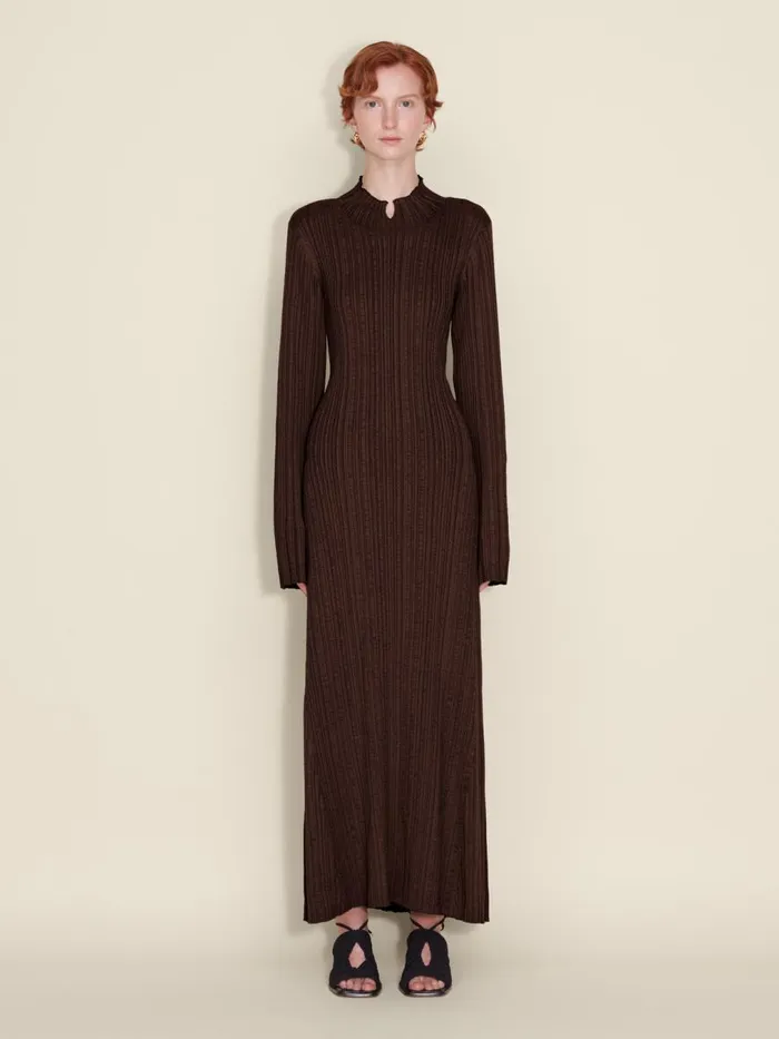 Knitwear Women Holzweiler Tulip Knit Dress Dk Brown
