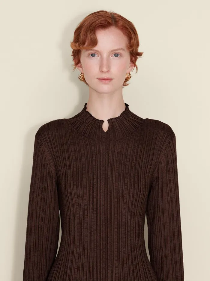 Knitwear Women Holzweiler Tulip Knit Dress Dk Brown