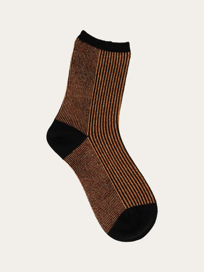 KnowledgeCotton Apparel Accessories Single Pack Colorblock Rib Socks Autumn Leaf 8211 Women