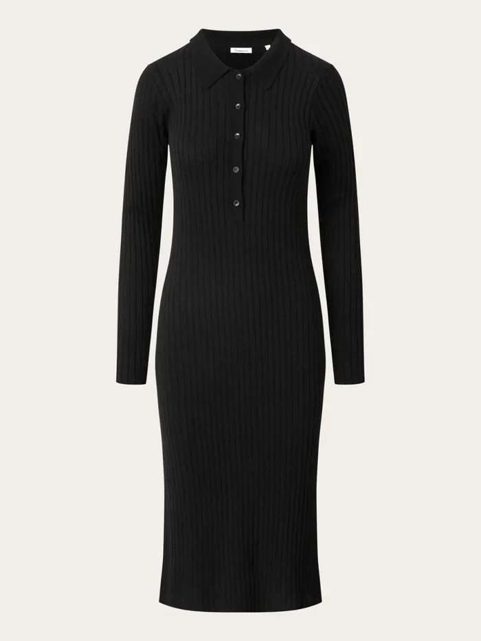 KnowledgeCotton Apparel Dresses And Skirts Long Sleeved Polo Rib Dress Tencel 8211 Women
