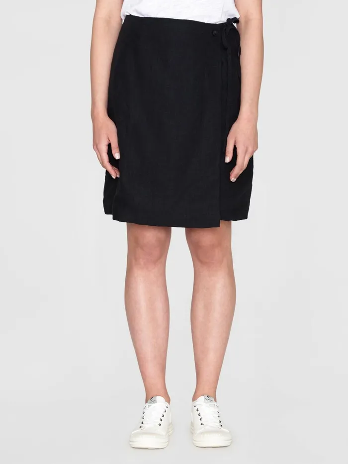 KnowledgeCotton Apparel Dresses And Skirts Natural Linen Wrap Skirt Black Jet 8211 Women KnowledgeCotton Apparel Dresses And Skirts Natural Linen Wrap Skirt Black Jet 8211 Women