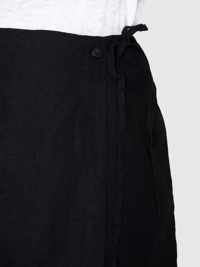 KnowledgeCotton Apparel Dresses And Skirts Natural Linen Wrap Skirt Black Jet 8211 Women KnowledgeCotton Apparel Dresses And Skirts Natural Linen Wrap Skirt Black Jet 8211 Women