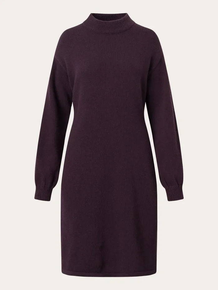 KnowledgeCotton Apparel Dresses And Skirts Wool Crew Neck Mid Length Dress Chocolate Plum 8211 Women KnowledgeCotton Apparel Dresses And Skirts Wool Crew Neck Mid Length Dress Chocolate Plum 8211 Women