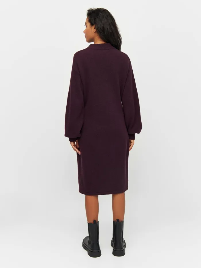 KnowledgeCotton Apparel Dresses And Skirts Wool Crew Neck Mid Length Dress Chocolate Plum 8211 Women KnowledgeCotton Apparel Dresses And Skirts Wool Crew Neck Mid Length Dress Chocolate Plum 8211 Women