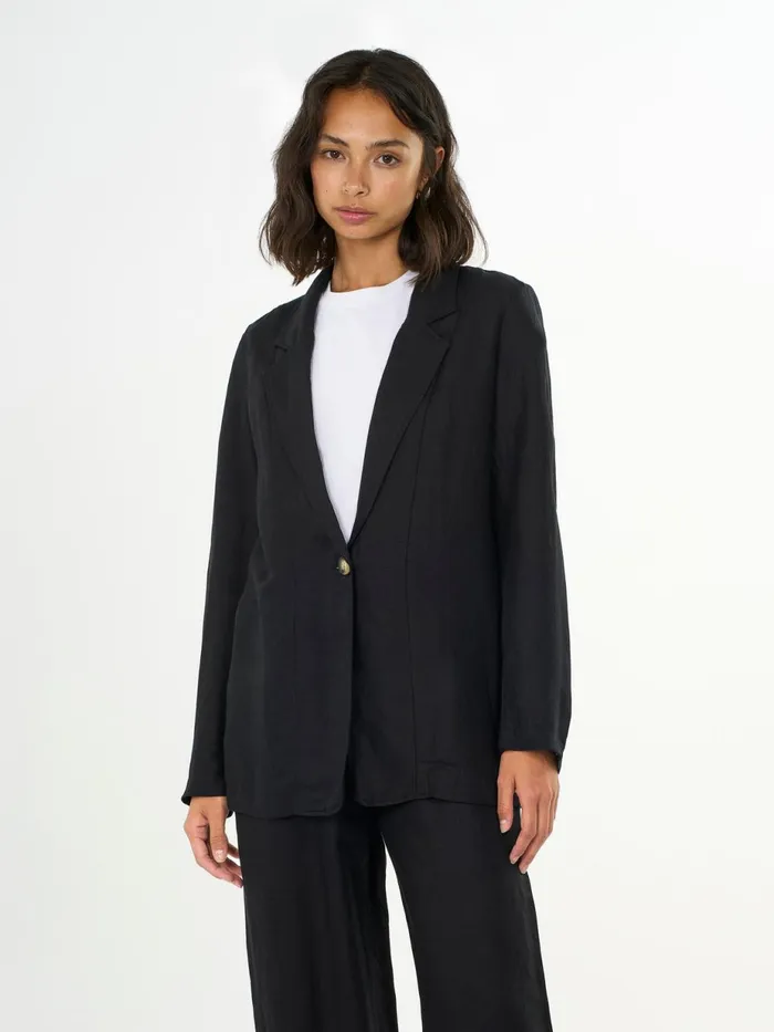 KnowledgeCotton Apparel Fleeces And Jackets Linen Mix Loose Blazer Black Jet 8211 Women KnowledgeCotton Apparel Fleeces And Jackets Linen Mix Loose Blazer Black Jet 8211 Women