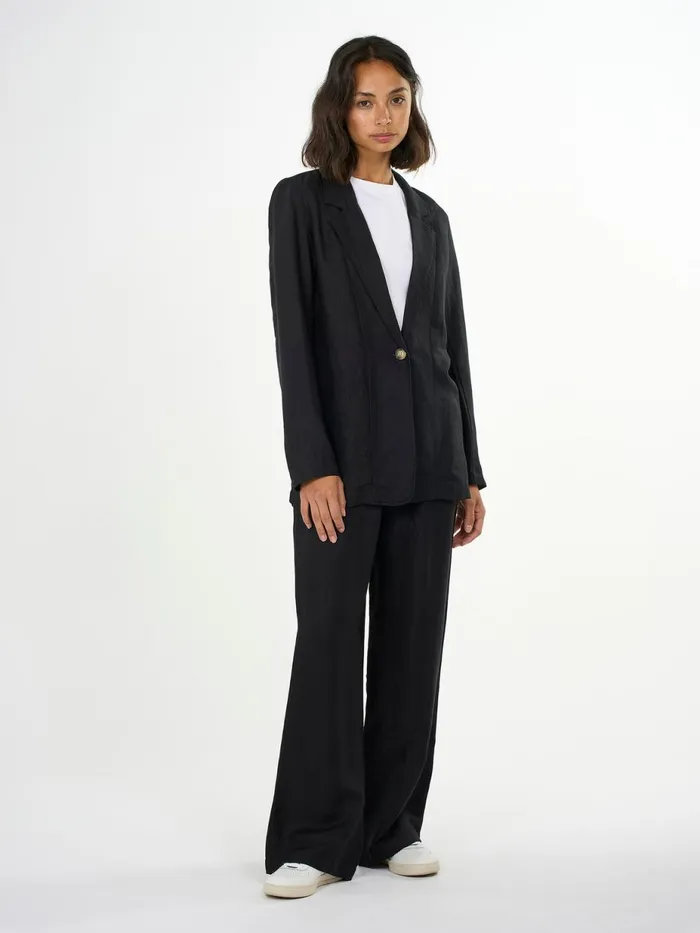 KnowledgeCotton Apparel Fleeces And Jackets Linen Mix Loose Blazer Black Jet 8211 Women KnowledgeCotton Apparel Fleeces And Jackets Linen Mix Loose Blazer Black Jet 8211 Women
