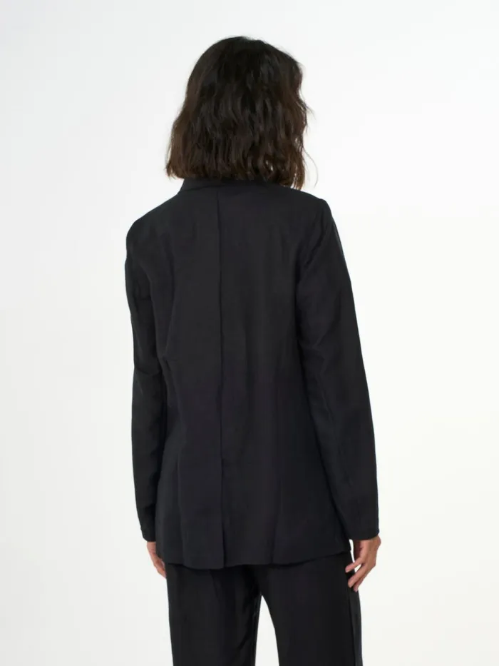 KnowledgeCotton Apparel Fleeces And Jackets Linen Mix Loose Blazer Black Jet 8211 Women KnowledgeCotton Apparel Fleeces And Jackets Linen Mix Loose Blazer Black Jet 8211 Women