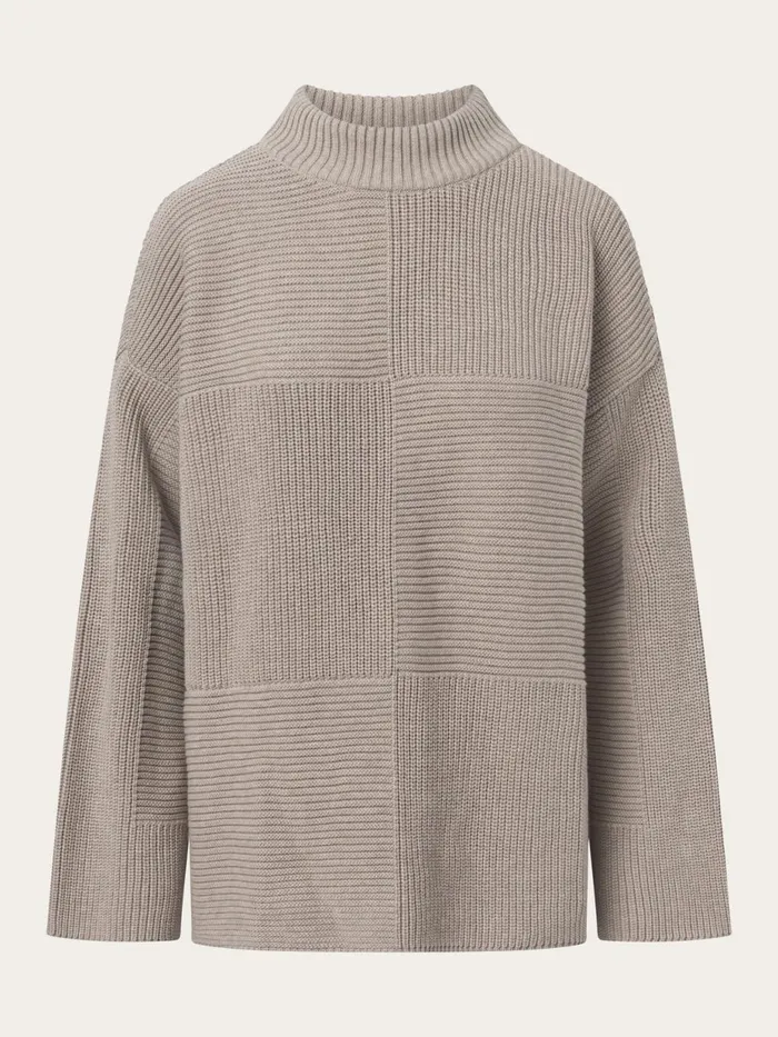 KnowledgeCotton Apparel Knits Cotton Loose Fit Crew Neck Knit Light Feather Gray 8211 Women