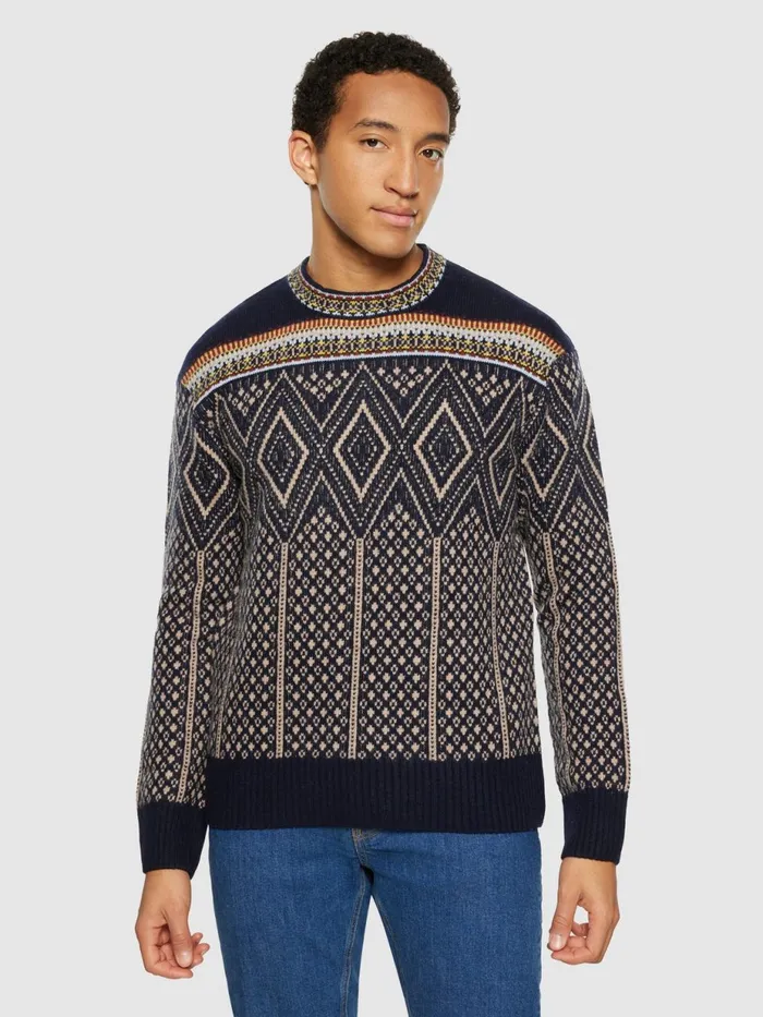 KnowledgeCotton Apparel Knits Fair Isle Crew Neck Lambswool Knit Rws 8211 Men KnowledgeCotton Apparel Knits Fair Isle Crew Neck Lambswool Knit Rws 8211 Men