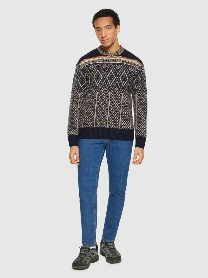KnowledgeCotton Apparel Knits Fair Isle Crew Neck Lambswool Knit Rws 8211 Men KnowledgeCotton Apparel Knits Fair Isle Crew Neck Lambswool Knit Rws 8211 Men
