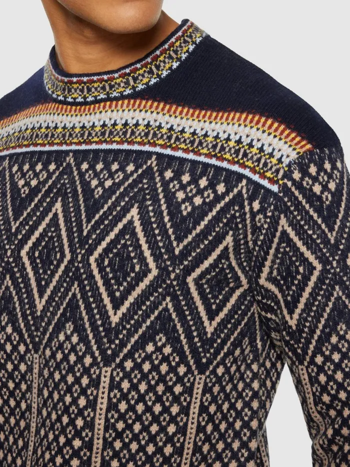 KnowledgeCotton Apparel Knits Fair Isle Crew Neck Lambswool Knit Rws 8211 Men KnowledgeCotton Apparel Knits Fair Isle Crew Neck Lambswool Knit Rws 8211 Men