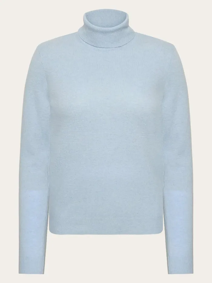 KnowledgeCotton Apparel Knits Lambswool Roll Neck Asley Blue 8211 Women