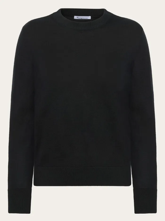 KnowledgeCotton Apparel Knits Merino Wool Crew Neck RWS Black Jet 8211 Women