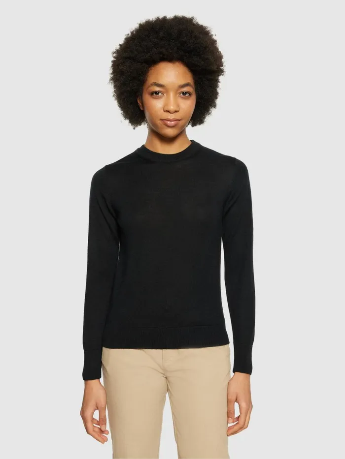 KnowledgeCotton Apparel Knits Merino Wool Crew Neck RWS Black Jet 8211 Women