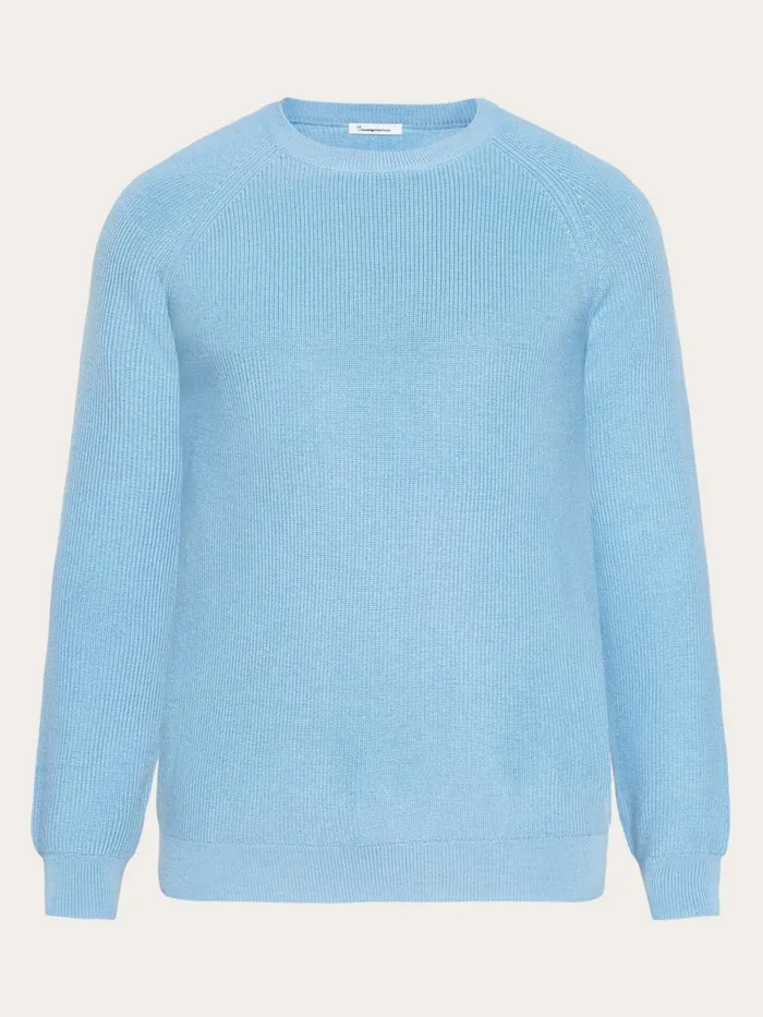 KnowledgeCotton Apparel Knits Oneck Merino Wool Rib Knit Glacier Lake 8211 Men
