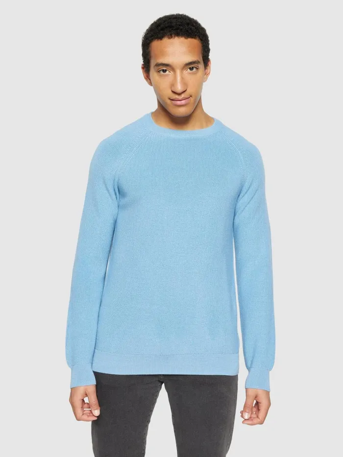 KnowledgeCotton Apparel Knits Oneck Merino Wool Rib Knit Glacier Lake 8211 Men KnowledgeCotton Apparel Knits Oneck Merino Wool Rib Knit Glacier Lake 8211 Men